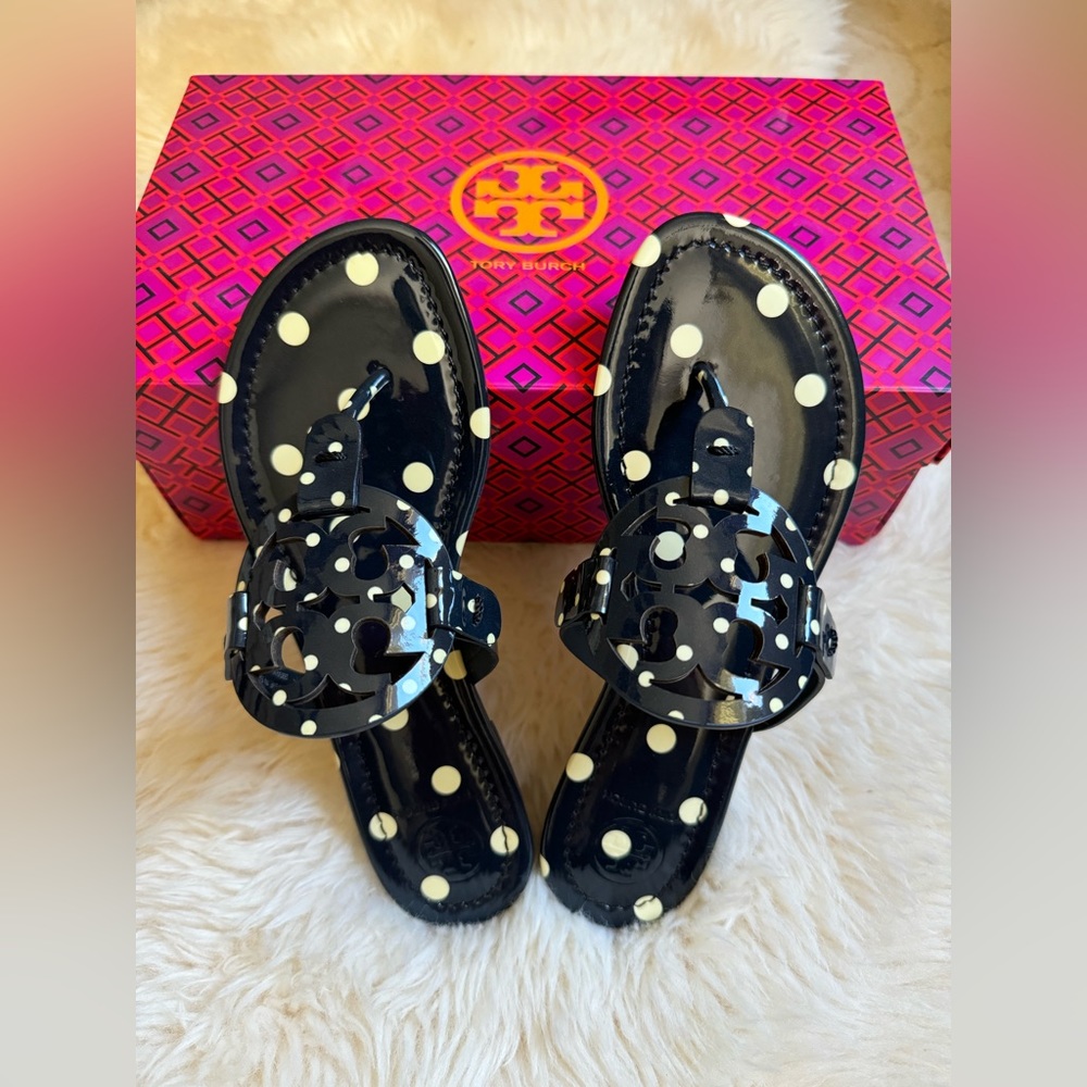 New Tory Burch Polka Dot Miller Sandals